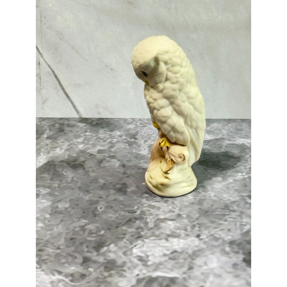 Vintage Cybis Baby Snowy Owl on Perch Porcelain Figurine c1980 - Picture 5 of 7